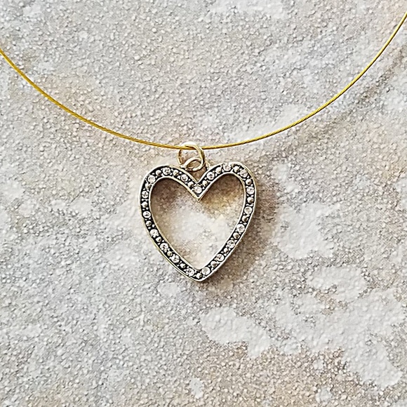 Heart Rhinestone Necklace 18” - Picture 2 of 3